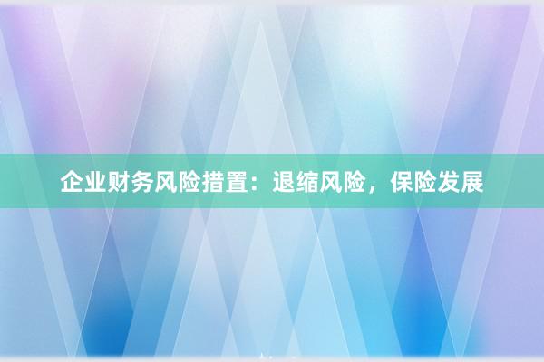 企业财务风险措置：退缩风险，保险发展